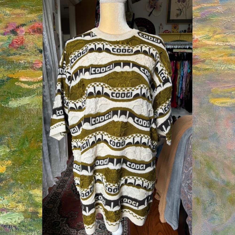 Super unique short-sleeve Coogi sweater from the “Down Under Blue” line